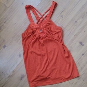 Small Orange Sleeveless Top with Braided Straps